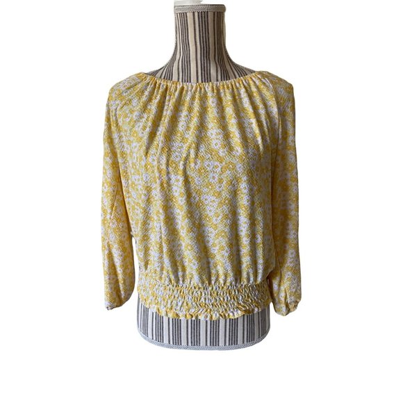 MICHAEL Michael Kors Tops - MICHAEL KORS Floral Dolman Puffy Sleeves Rudged Blouse Yellow Daisy Small